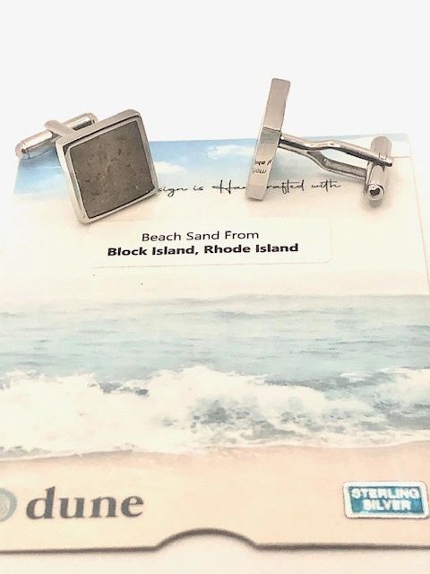 Block Island Beach Sand Cufflinks - Square